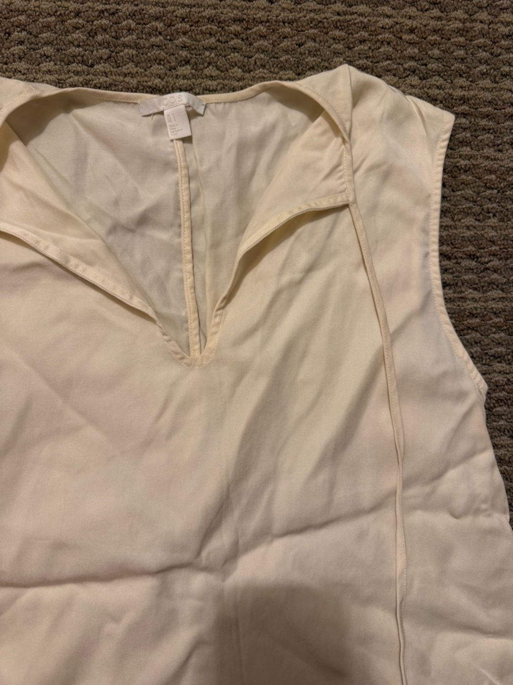 COS Sleeveless Tie-Neck Blouse in Cream - Picture 4 of 7